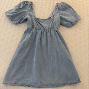 Show Me Your MUMU Denim Puff Sleeve Dress